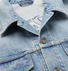 GUCCI - Disney Leather-Trimmed Embroidered Organic Denim Jacket - Blue