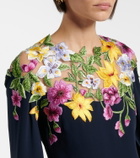 Oscar de la Renta Embroidered caped silk-blend gown