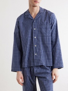 TEKLA - Camp-Collar Checked Organic Cotton Pyjama Shirt - Blue