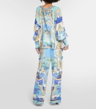 Camilla Embellished floral silk crêpe blouse