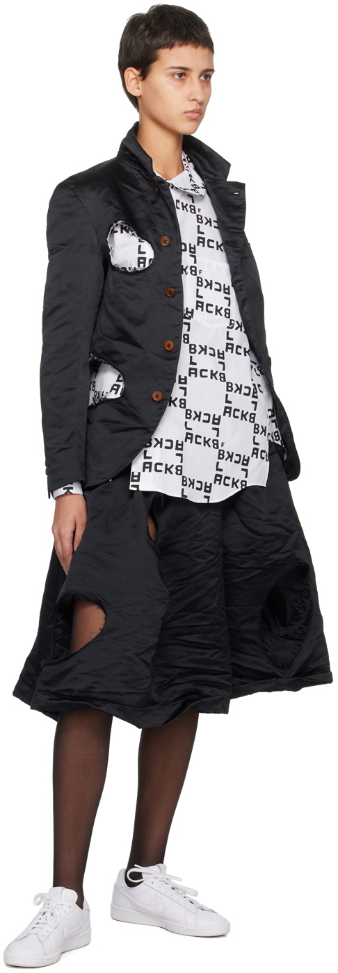 Black Comme des Garçons White Asymmetrical Shirt