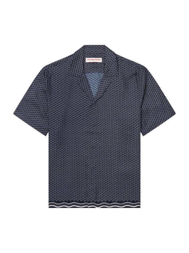 Photo: Orlebar Brown - Maitan Camp-Collar Printed Silk-Satin Shirt - Blue