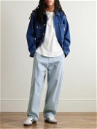 Carhartt WIP - Terrell Straight-Leg Logo-Appliquéd Striped Cotton-Canvas Trousers - Blue