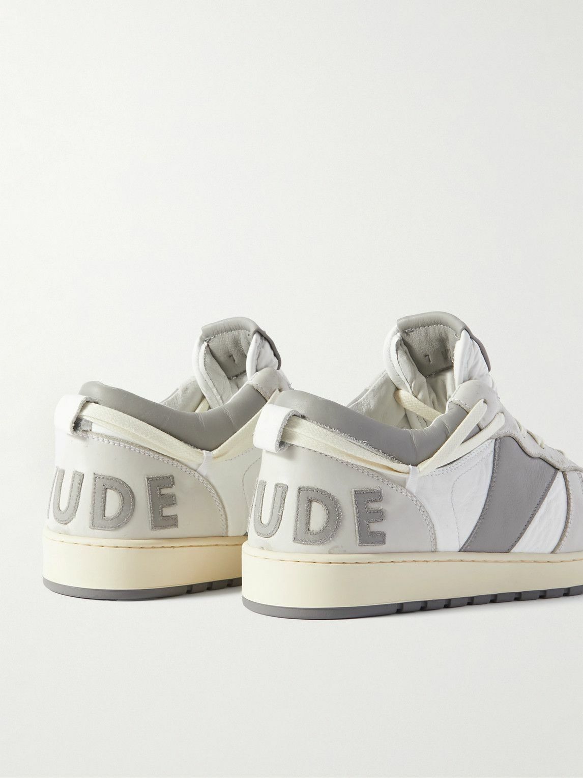 Rhude - Rhecess Colour-Block Distressed Leather Sneakers - White