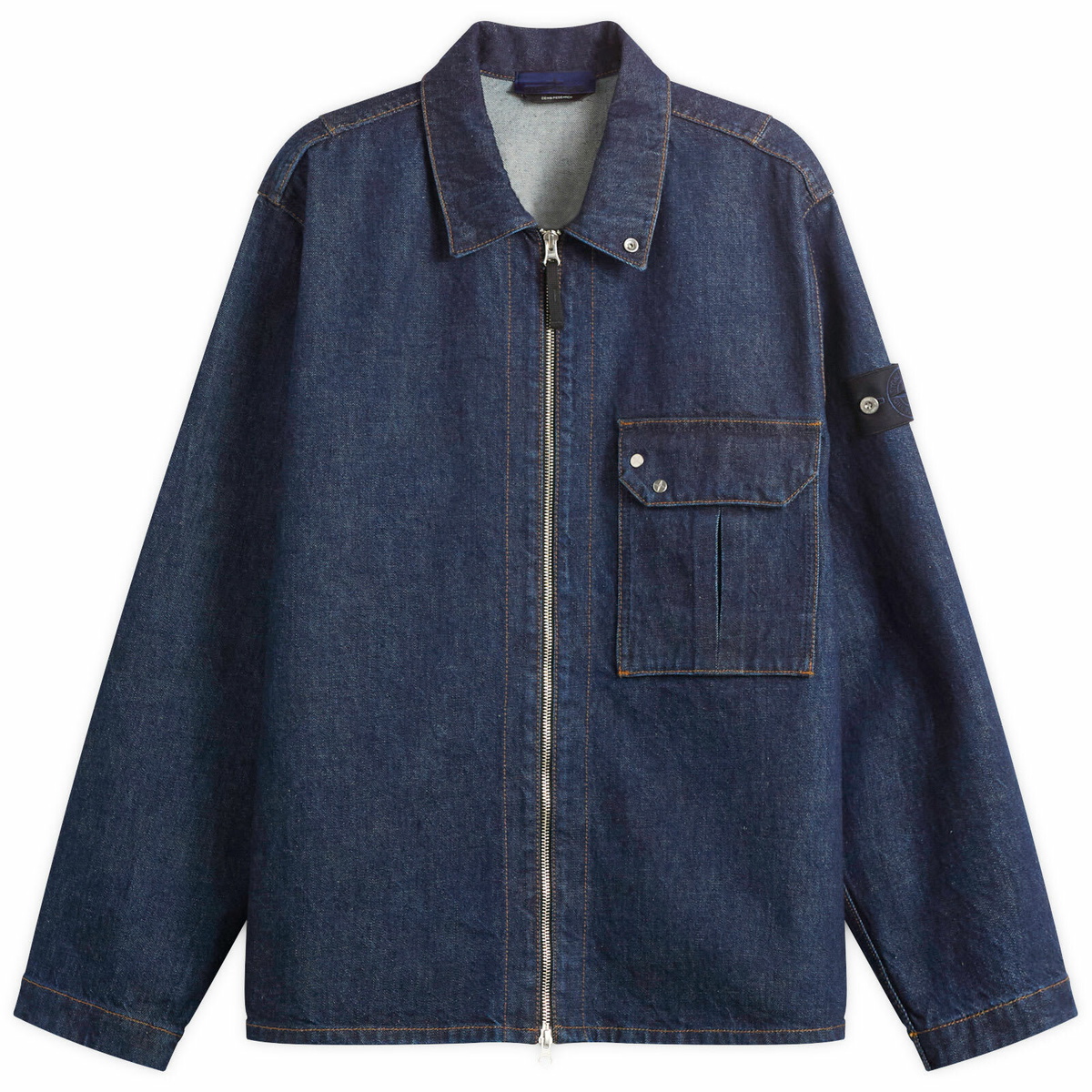 ジャケット・アウター stone  denim research jacket Stone Island Men's Denim Research Indigo Denim Zip Shirt Jacket in