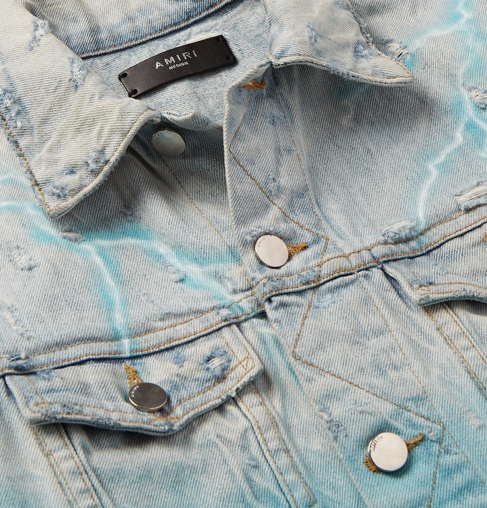 Patchwork Denim Jacket in Blue - Amiri