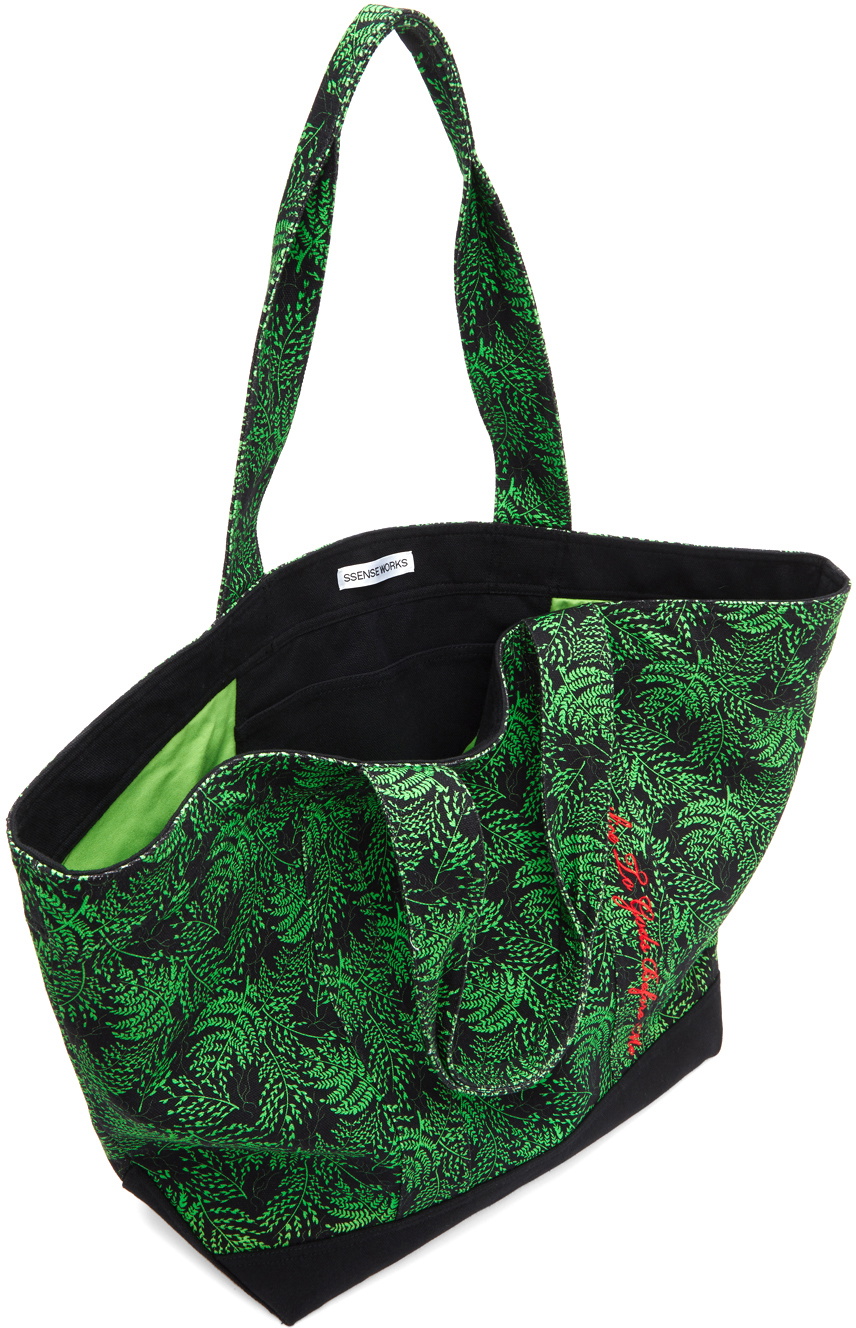 SSENSE WORKS SSENSE Exclusive Jeremy O. Harris Black & Green Cursive Text Tote