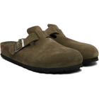 Birkenstock Khaki Boston Soft Footbed Suede Leather Loafers