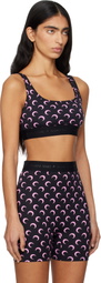 Marine Serre Black Recycled Moon Jersey Sport Bra