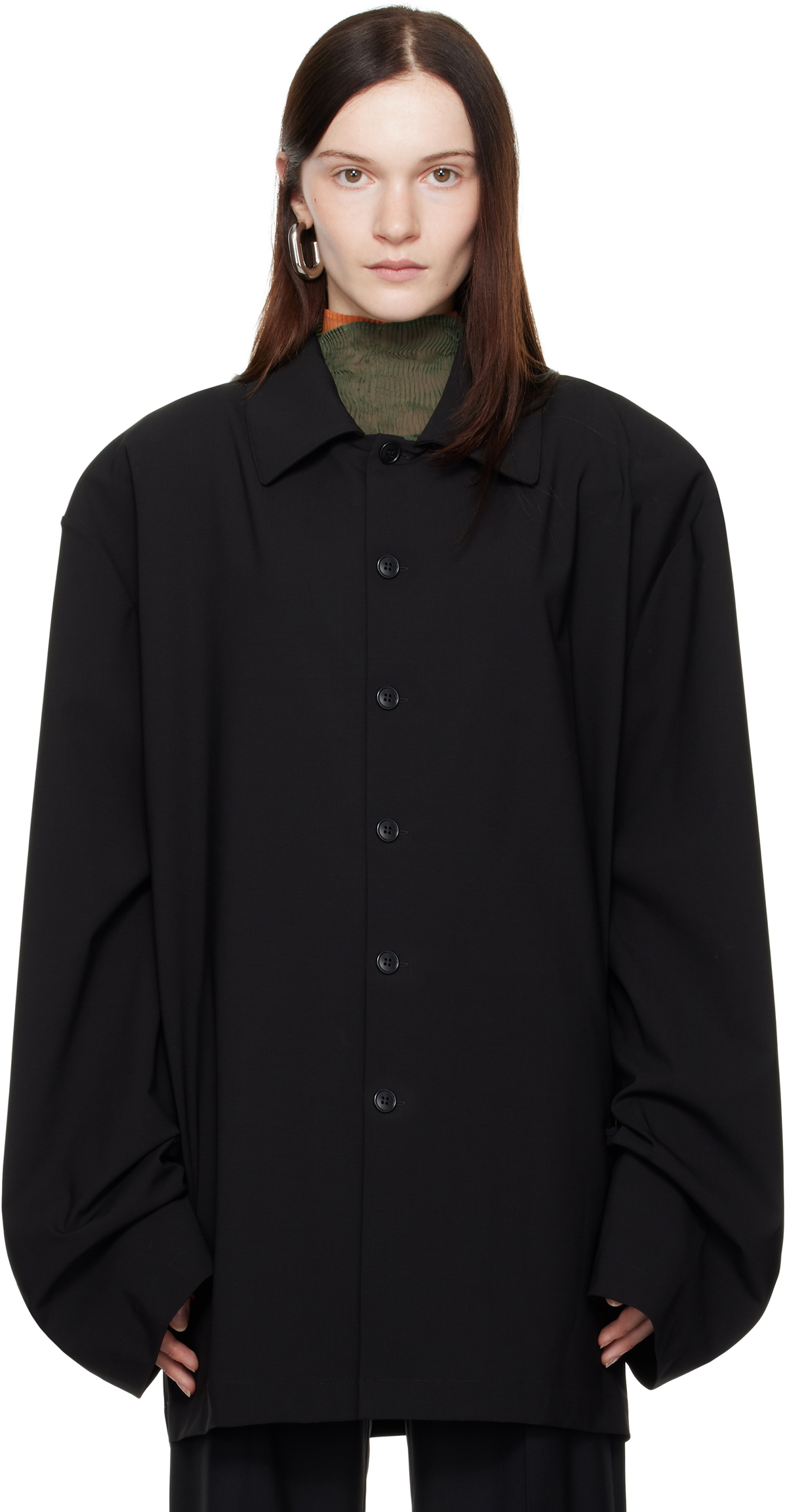 MARIE ADAM-LEENAERDT Black Padded Shoulder Jacket
