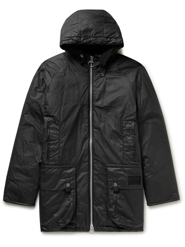 Photo: Barbour Gold Standard - Scalpay Leather-Trimmed Waxed-Cotton Hooded Jacket - Black