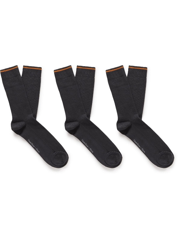Photo: Hamilton And Hare - The Everyday Three-Pack Cotton-Blend Socks