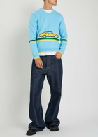 JW Anderson Car Striped Cotton-knit Jumper Blue