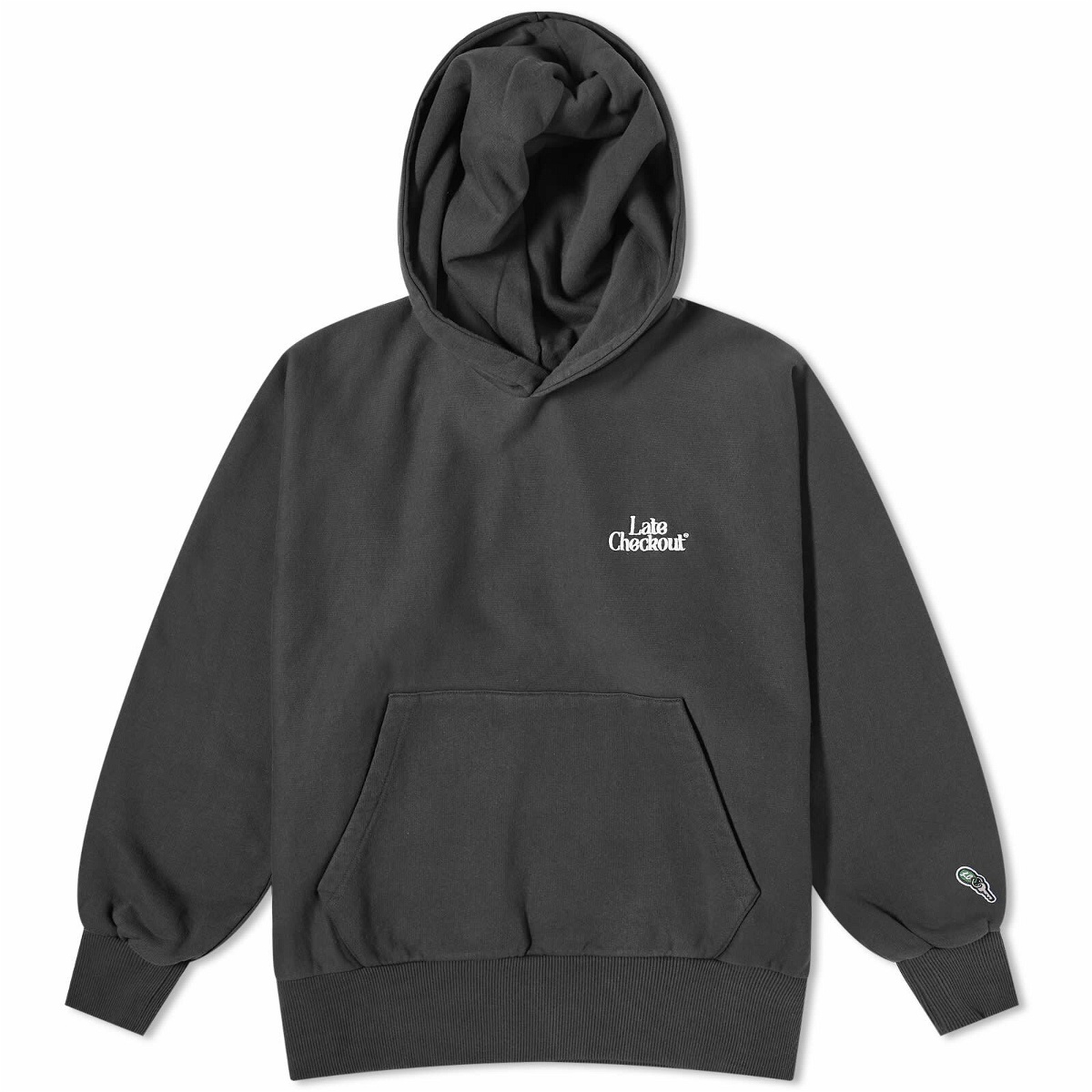 Photo: Late Checkout Logo Popover Hoodie in Black