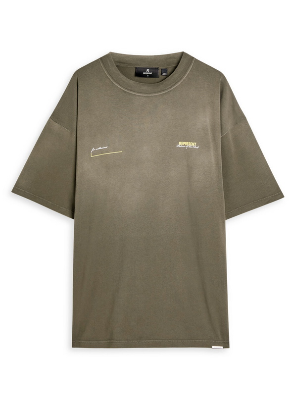 Photo: Represent Patron Of The Club Printed Cotton T-shirt Olive
