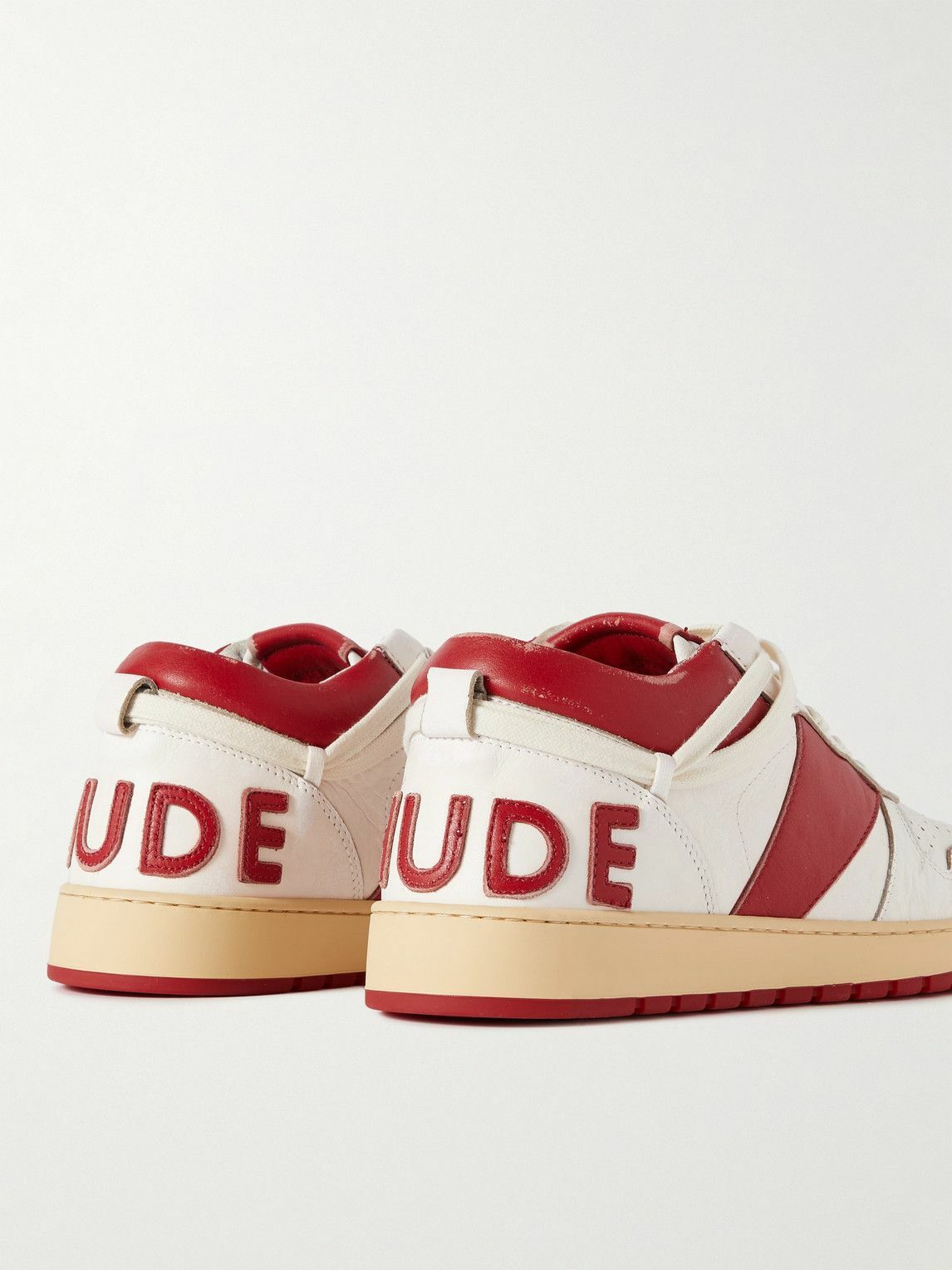 Rhude - Rhecess Colour-Block Distressed Leather Sneakers - White