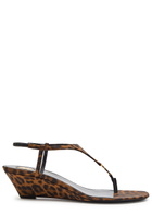 Saint Laurent Cassandra 40 Leopard-print Grosgrain Wedge Sandals