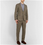 MAN 1924 - Brown Kennedy Slim-Fit Unstructured Houndstooth Linen Suit Jacket - Brown