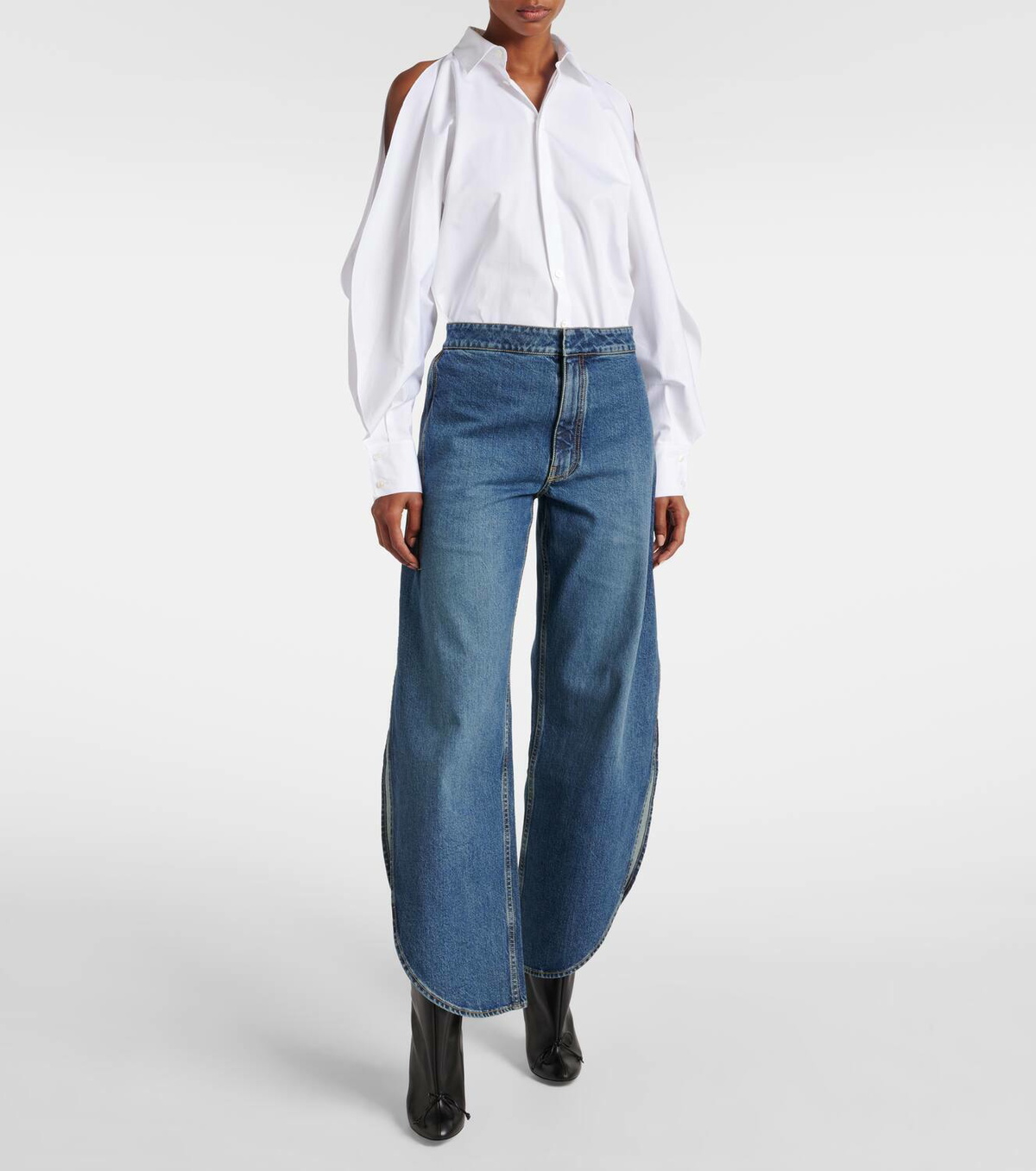 Alaïa Petal high-rise barrel-leg jeans ALAÏA