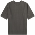 Homme Plissé Issey Miyake Men's Pleated Short Sleeve T-Shirt in Ebony Khaki