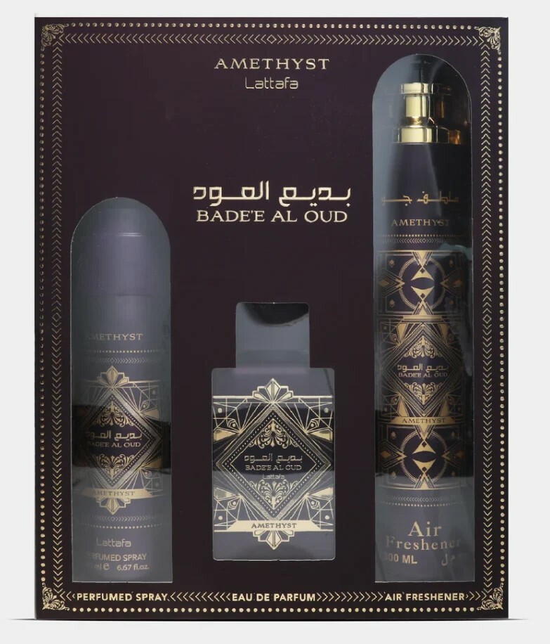 Lattafa Unisex Bade'e Al Oud Amethyst Gift Set Fragrances 6290362341208
