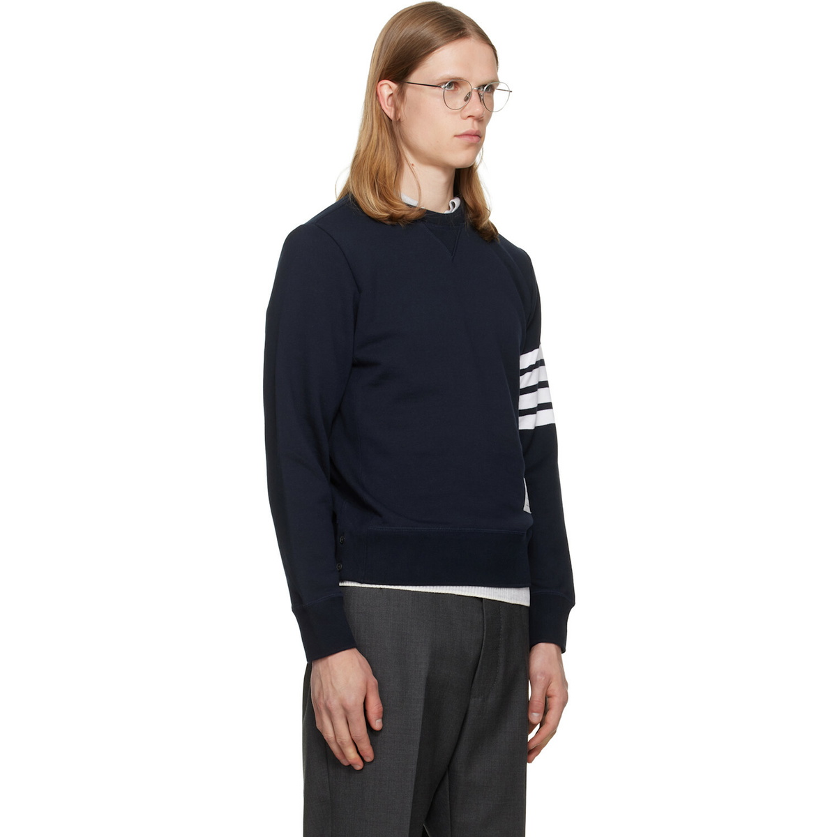 Thom Browne Navy Classic Loopback 4-Bar Sweatshirt