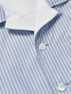 Auralee - Convertible-Collar Terry-Lined Striped Cotton-Poplin Shirt - Blue