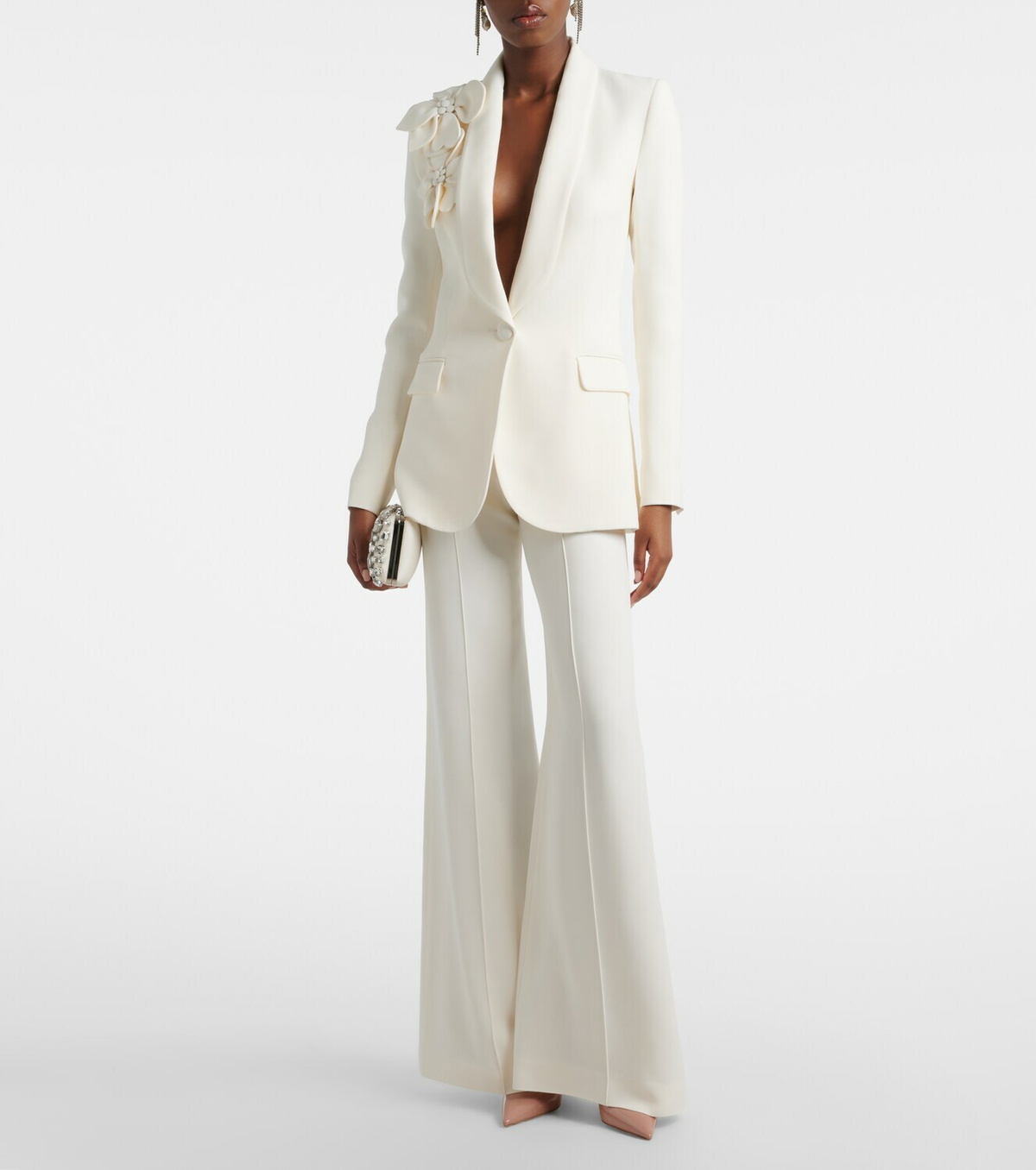 Elie Saab Floral-appliqué cady blazer