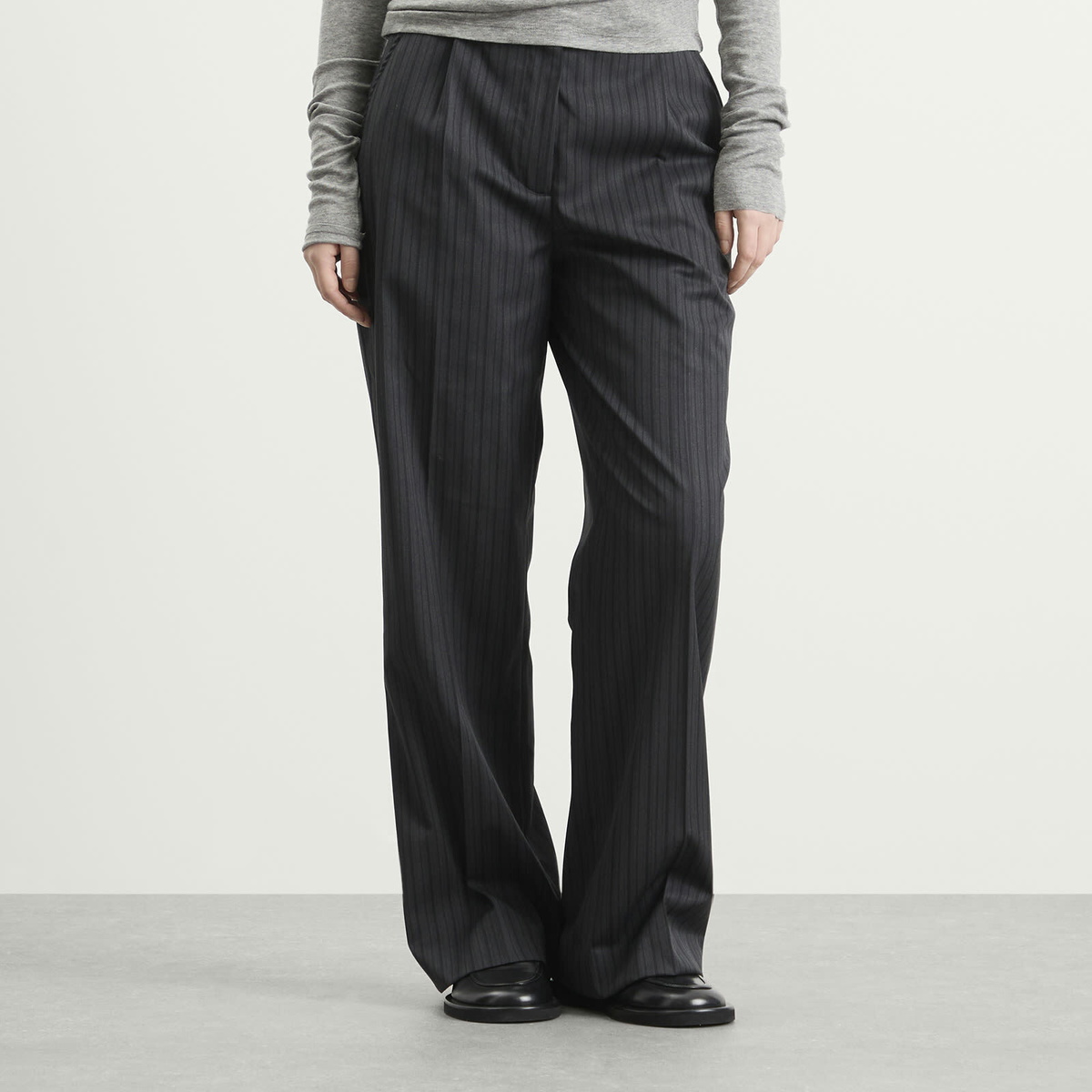 mfpen Women's Primary Trousers in Wide Grey Double Stripe