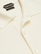 TOM FORD - Silk and Cotton-Blend Piquè Polo Shirt - Neutrals