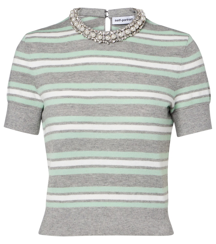 Photo: Self-Portrait Striped wool, cotton, and cashmere sweater