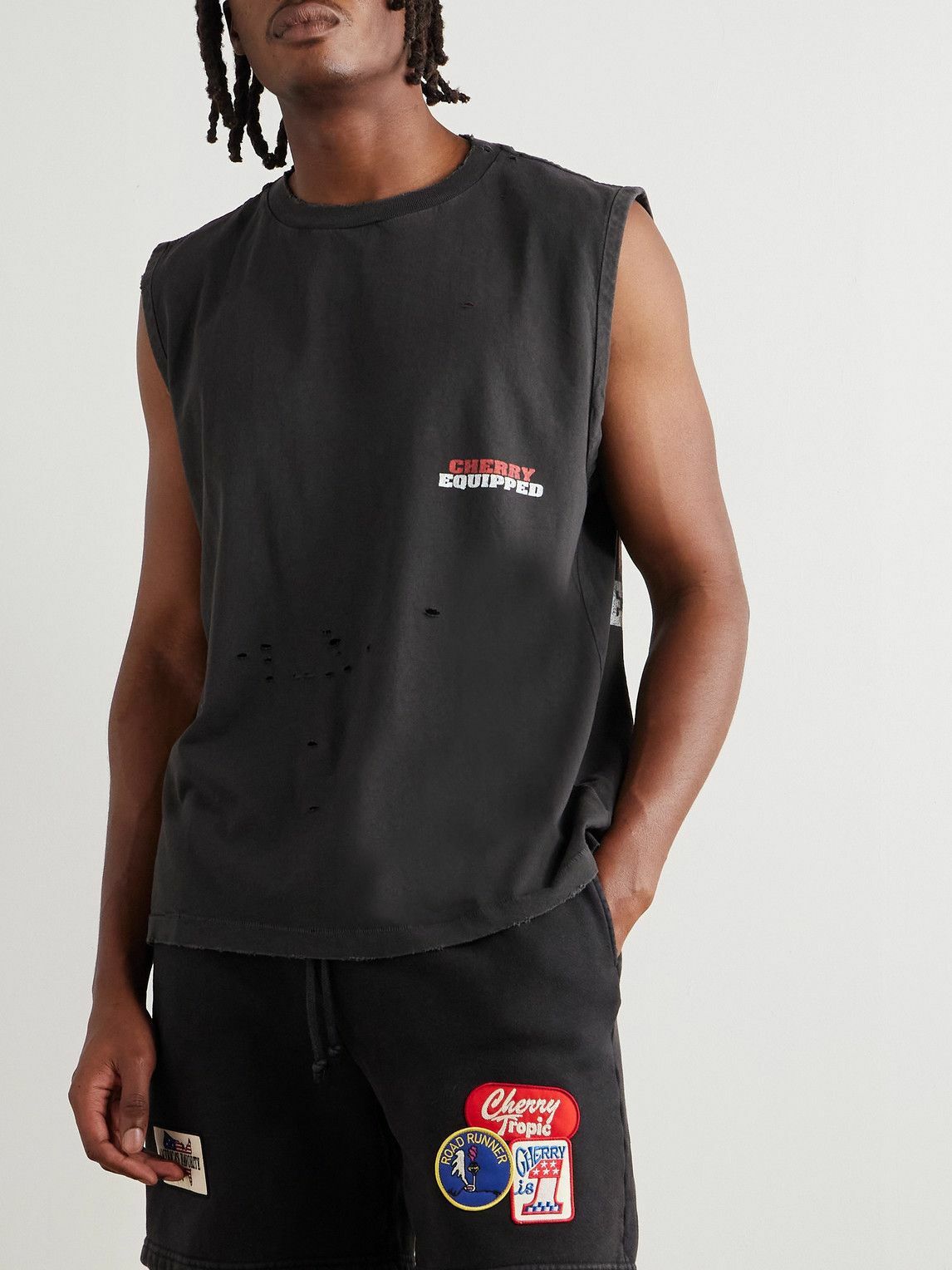 Cherry Los Angeles - Desert Gecko Printed Cotton-Jersey Tank Top - Black