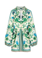 Lug Von Siga Selene Printed Linen Mini Dress Green