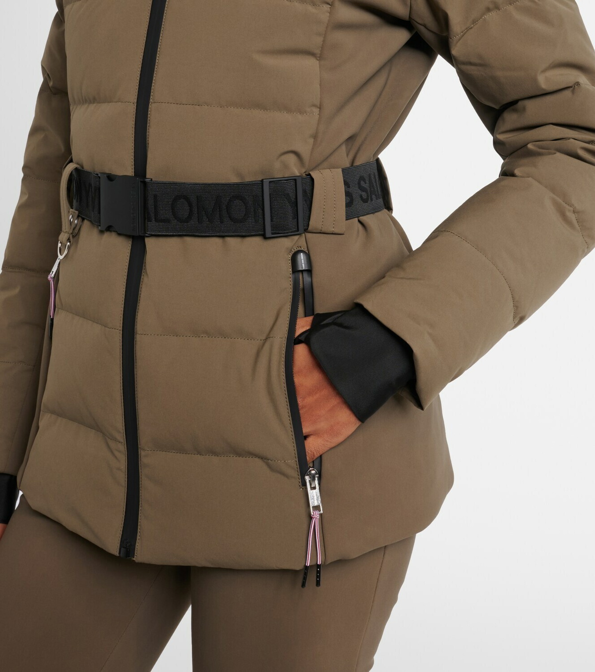 Yves Salomon Doudoune 64cm belted down jacket