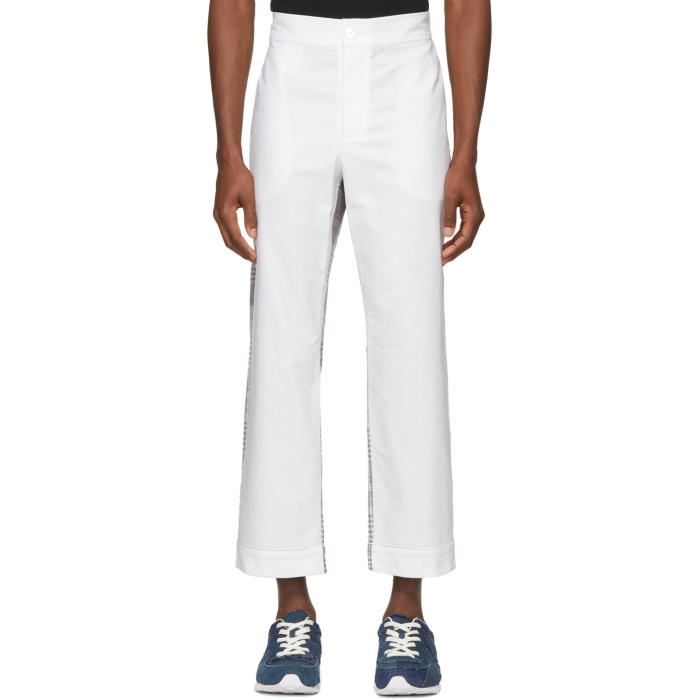 Photo: Thom Browne White and Grey Bicolor Pajama Trousers