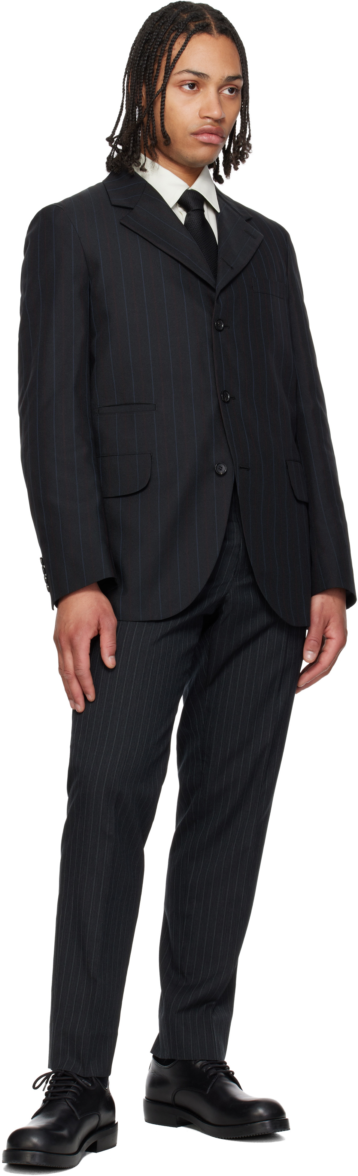 Comme des Garçons Homme Deux Black Silk Herringbone Tie