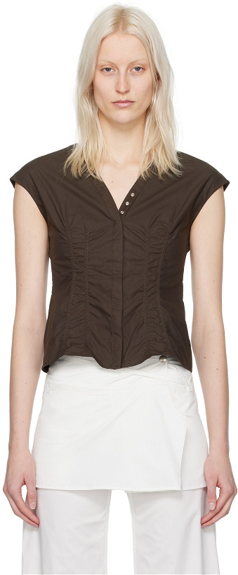 Photo: LOW CLASSIC Brown Cap Sleeve Blouse