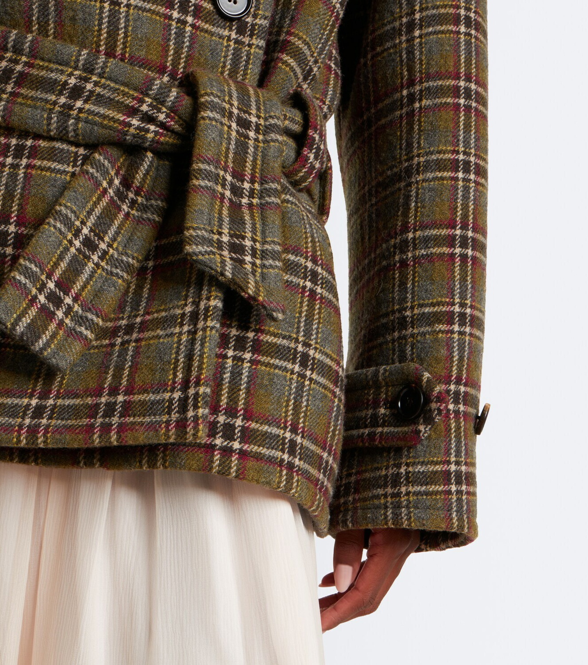 Chloé Checked wool and cotton-blend peacoat