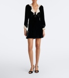 Rixo Carolina lace-trimmed velvet minidress