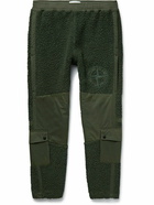 Stone Island - Tapered Logo-Embroidered Cotton and Wool-Blend Fleece Cargo Trousers - Green