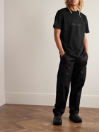 Moncler - Mesh-Trimmed Logo-Print Cotton-Jersey T-Shirt - Black