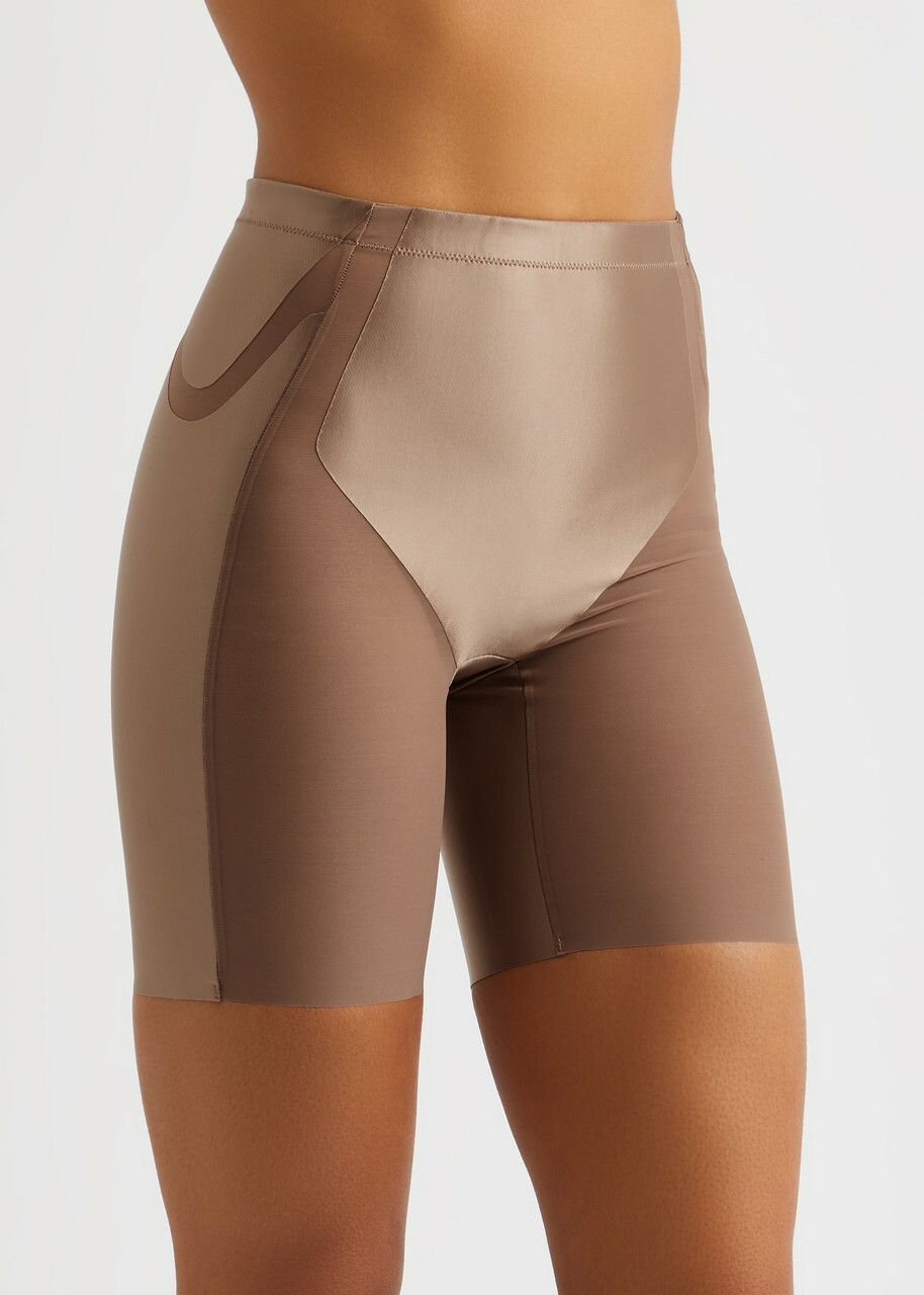 Spanx Shaping Satin Mid-thigh Shorts Beige