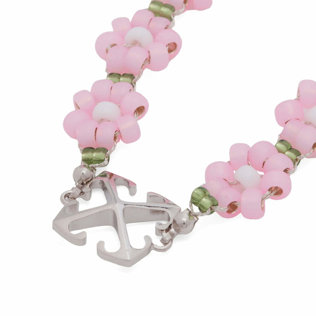 Off-White Women's Flower Bead Ankle Bracelet in Pink 