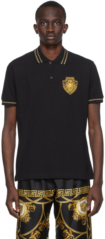 Photo: Versace Jeans Couture Black Sunflower Garland Patch Polo