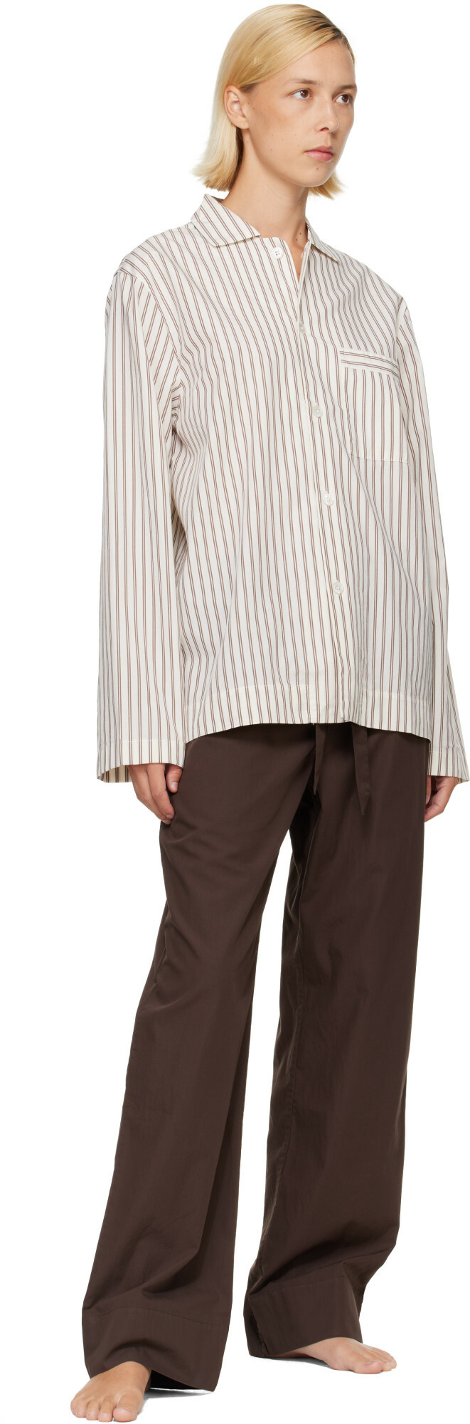 Tekla Brown Poplin Pyjama Pants