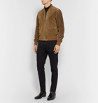 TOM FORD - Perforated Suede Bomber Jacket - Brown
