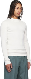 Jil Sander White Long Sleeve Mockneck Sweater
