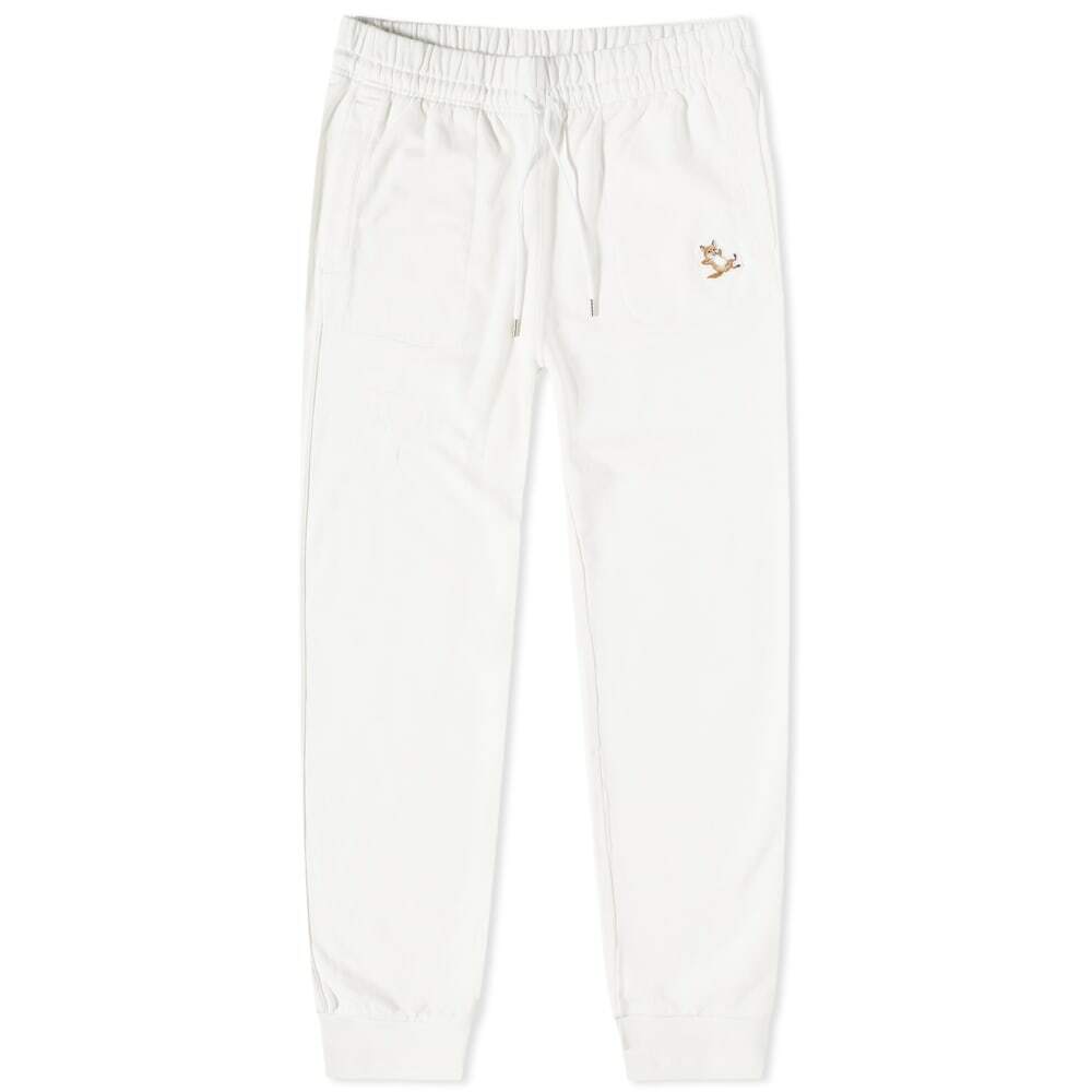 Maison Kitsuné Men's Chillax Fox Patch Classic Jog Pant in Ecru