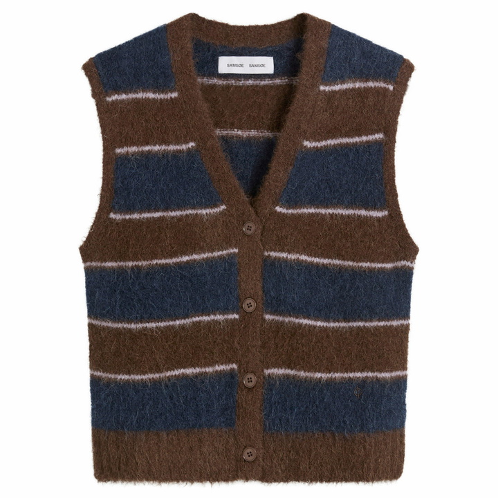 Photo: Samsøe Samsøe Women's Sajeanne Hairy Knit Vest Top in Black Coffee Stripe
