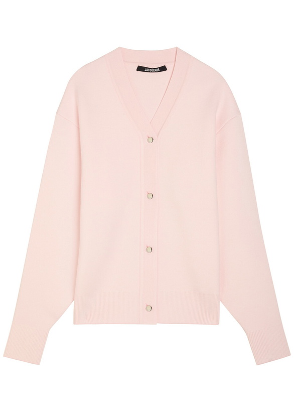 Photo: Jacquemus Le Cardigan Doppio Merino Wool-blend Cardigan Light Pink